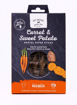 Go Native SUPER DENTAL CARROTS & SWEET POTATOES - Gryzaki dentystyczne dla psów VEGE MARCHEWKA I BATATY 150g